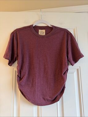 NWT Chaser Louis Heathered Plum Tee with Ruched sides S